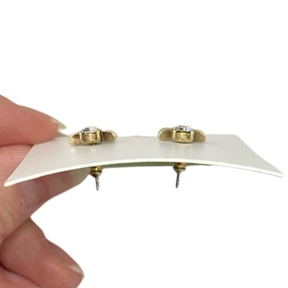 Kate Spade Gold Tone Bow and Crystal Stud Earrings - Picture 8 of 12